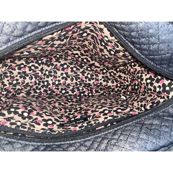 VERA BRADLEY MEDIUM BLACK QUILTED DUAL HANDLE SHOULDER BAG - Picture 5 of 7